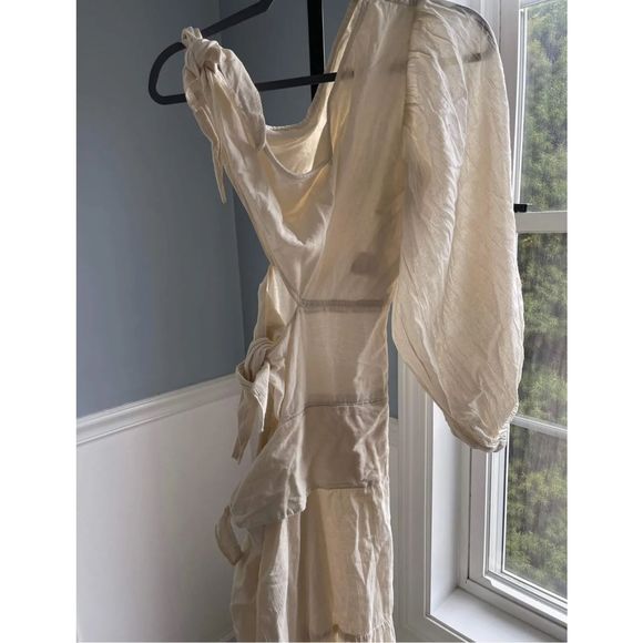 New Free People X Jen’s Pirate Booty Graffiti Bridge Maxi Dress Sz Medium Beige - Picture 9 of 9